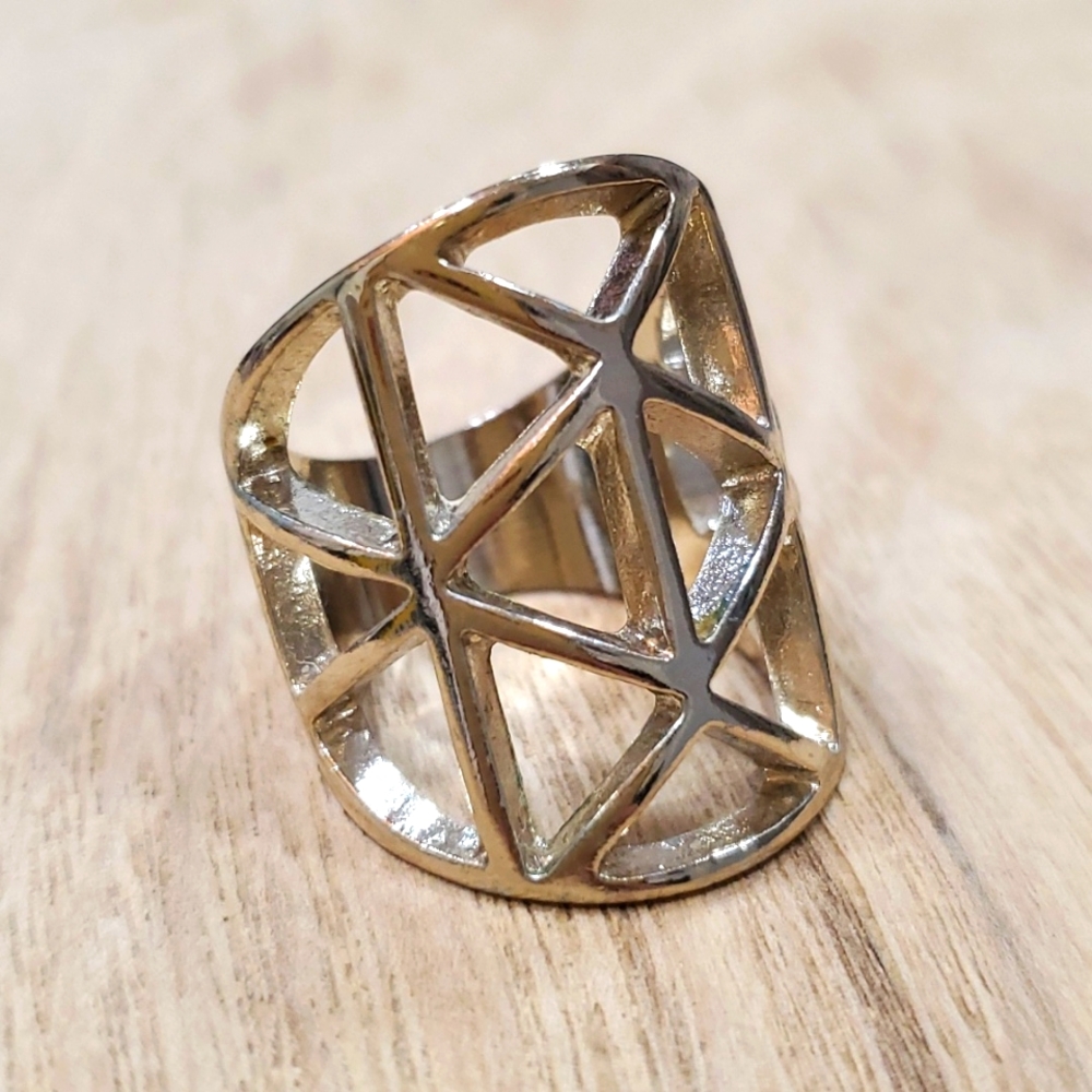 Gold geometric ring